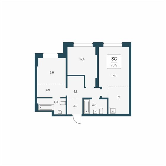 67,5 м², 3-комнатная квартира 11 450 000 ₽ - изображение 25
