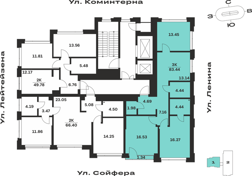 82,1 м², 2-комнатная квартира 15 845 300 ₽ - изображение 31