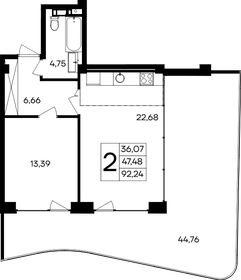 Квартира 92,2 м², 2-комнатные - изображение 1