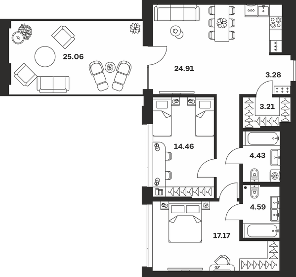 103,2 м², 3-комнатная квартира 19 090 150 ₽ - изображение 42