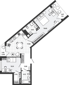 Квартира 65,8 м², 2-комнатная - изображение 1