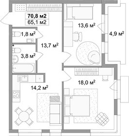 Квартира 70,8 м², 3-комнатная - изображение 1