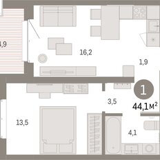 Квартира 44,1 м², 1-комнатная - изображение 3