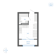 Квартира 22,4 м², студия - изображение 2
