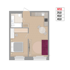 Квартира 40 м², 2-комнатная - изображение 2