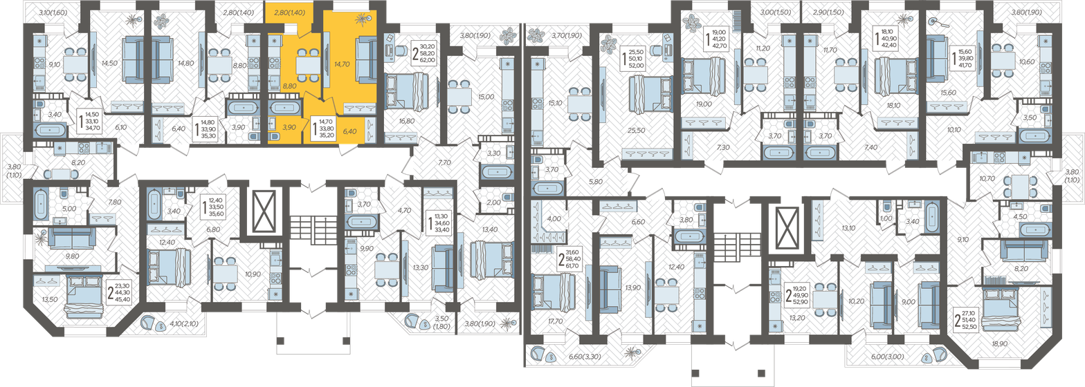 32 м², 1-комнатная квартира 3 200 000 ₽ - изображение 92