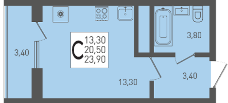 Квартира 23,9 м², студия - изображение 1
