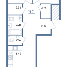 Квартира 71,9 м², 2-комнатная - изображение 3