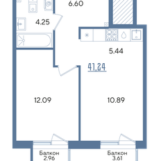 Квартира 41,2 м², 1-комнатная - изображение 3