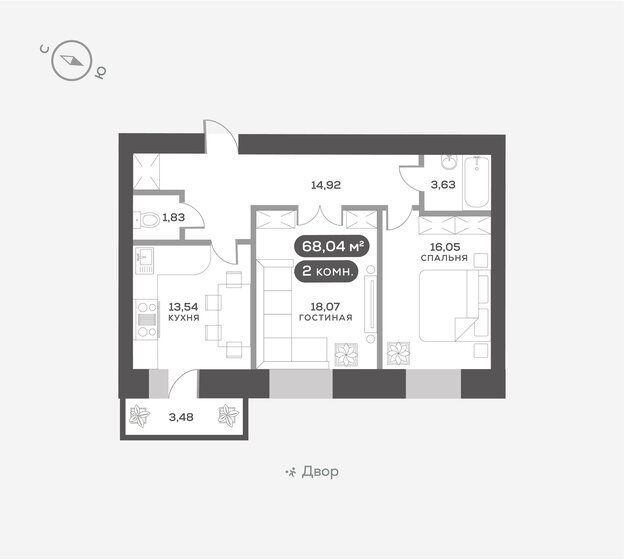 68 м², 2-комнатная квартира 13 200 000 ₽ - изображение 1