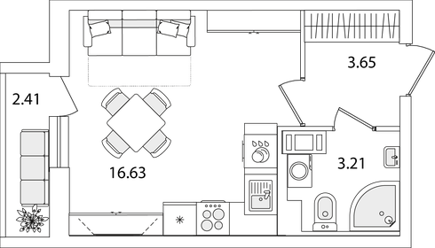 Квартира 24,7 м², студия - изображение 1