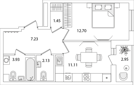 Квартира 40 м², 1-комнатная - изображение 1