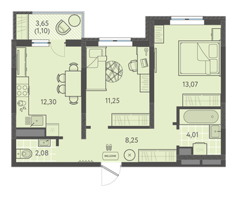 Квартира 51,7 м², 2-комнатная - изображение 1
