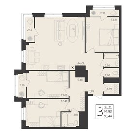 Квартира 98,4 м², 3-комнатная - изображение 1