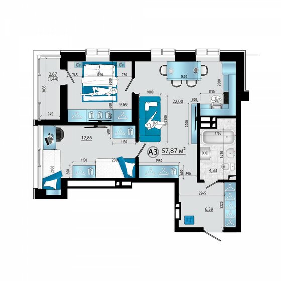 59 м², 3-комнатная квартира 11 639 210 ₽ - изображение 21