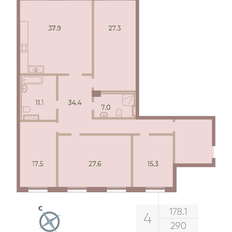 Квартира 178,1 м², 4-комнатная - изображение 2