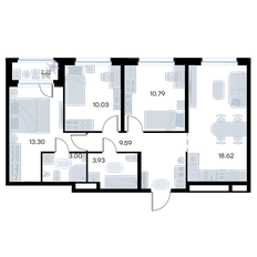 Квартира 70,4 м², 3-комнатная - изображение 3