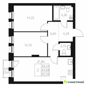Квартира 65,1 м², 2-комнатная - изображение 1
