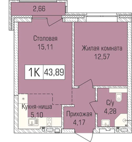 Квартира 43,5 м², 1-комнатная - изображение 1