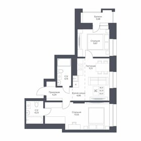 Квартира 59,5 м², 3-комнатная - изображение 1