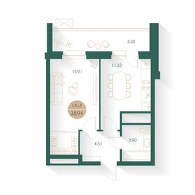 Квартира 38,9 м², 1-комнатная - изображение 1