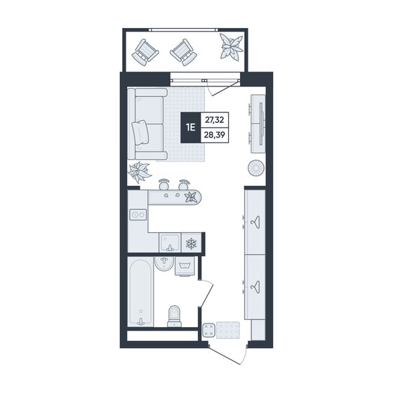 28,4 м², квартира-студия 6 983 088 ₽ - изображение 1