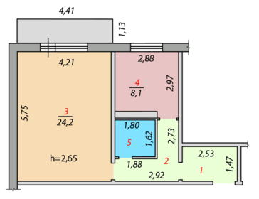 Квартира 44 м², 1-комнатная - изображение 2