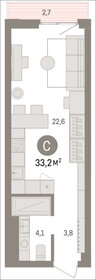 Квартира 33,2 м², студия - изображение 1