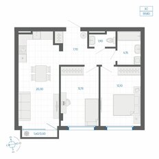 Квартира 59,8 м², 2-комнатная - изображение 2