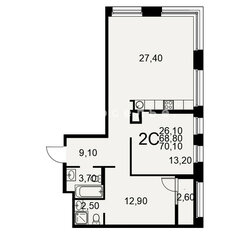 Квартира 70,1 м², 2-комнатная - изображение 2
