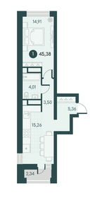 Квартира 45,4 м², 1-комнатная - изображение 1