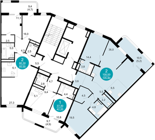 Квартира 105,8 м², 2-комнатная - изображение 2