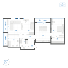 Квартира 108,4 м², 3-комнатная - изображение 2