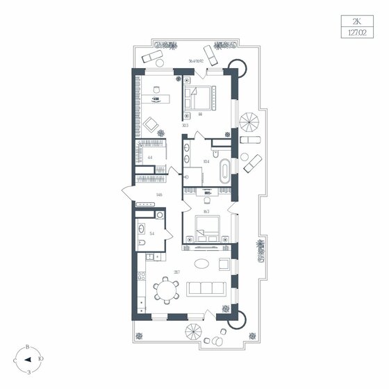 117,5 м², 2-комнатная квартира 31 584 000 ₽ - изображение 51