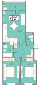Квартира 64,1 м², студия - изображение 1