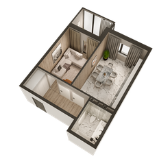 Квартира 44,7 м², 1-комнатная - изображение 3