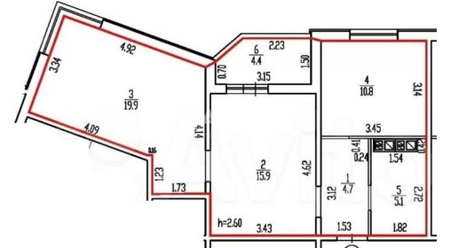 Квартира 60,8 м², 2-комнатная - изображение 1