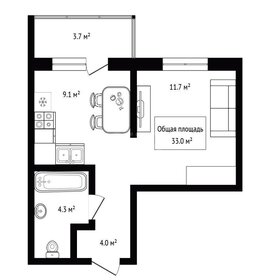 Квартира 33 м², 1-комнатная - изображение 1