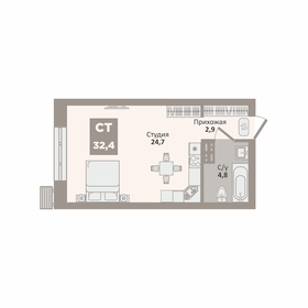 Квартира 32,4 м², студия - изображение 1