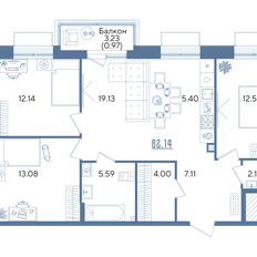 Квартира 82,1 м², 3-комнатная - изображение 2