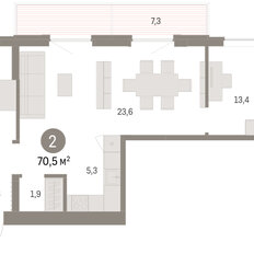 Квартира 70,5 м², 2-комнатная - изображение 2