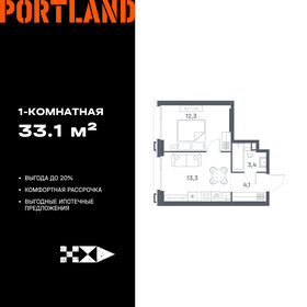 Квартира 33,1 м², 1-комнатная - изображение 1