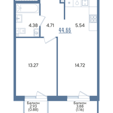 Квартира 44,7 м², 1-комнатная - изображение 3