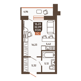 Квартира 34,6 м², студия - изображение 1