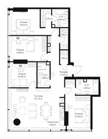 Квартира 125,2 м², 4-комнатная - изображение 2