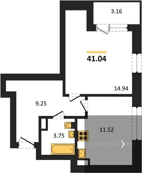 41,4 м², 1-комнатная квартира 5 557 104 ₽ - изображение 57