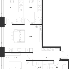 Квартира 71,4 м², 3-комнатная - изображение 3
