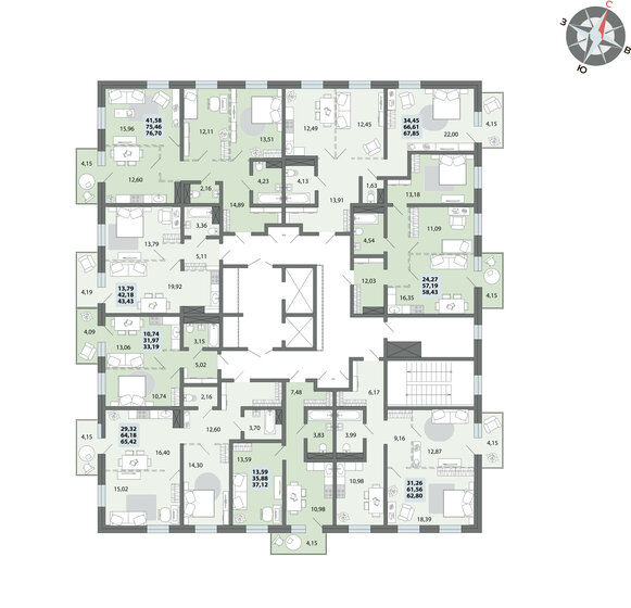 76,7 м², 3-комнатная квартира 9 687 500 ₽ - изображение 25