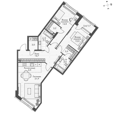 Квартира 91,9 м², 3-комнатная - изображение 3