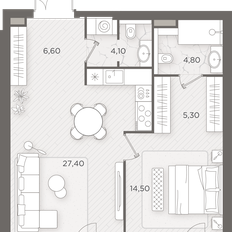 Квартира 62,7 м², 1-комнатная - изображение 2